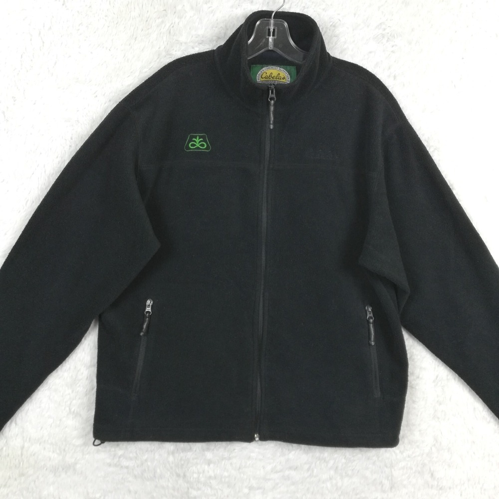Cabela's Jacket Mens Black Pioneer Embroidered Fleece Full Zip Cozy L